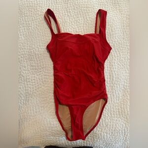Jcrew ruched long torso Red One-Piece Swimsuit
